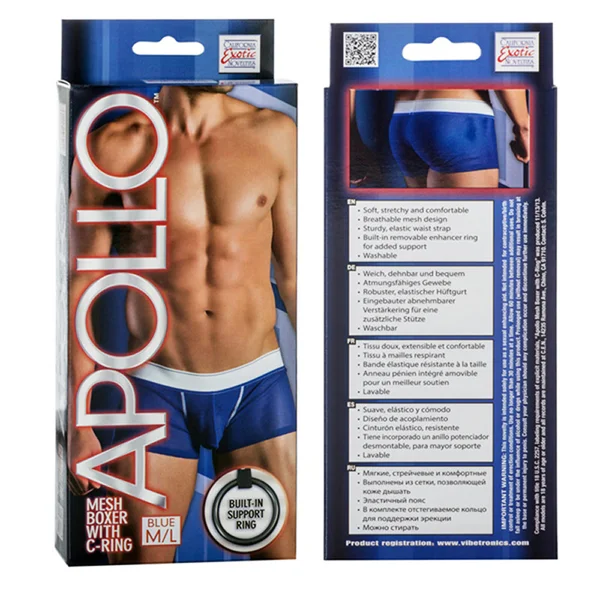 California Exotic Apollo Mesh Boxer with C-Ring - M/L - Blue — image 2 of 2