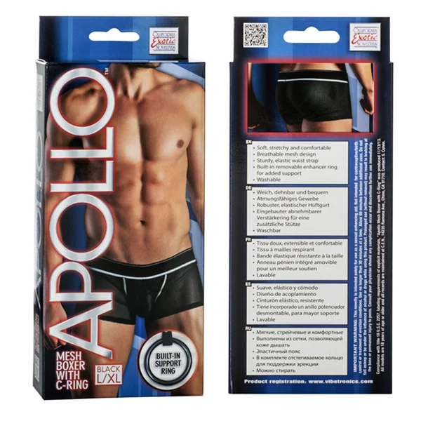 California Exotic Apollo Mesh Boxer with C-Ring - L/XL - Black — image 2 of 2
