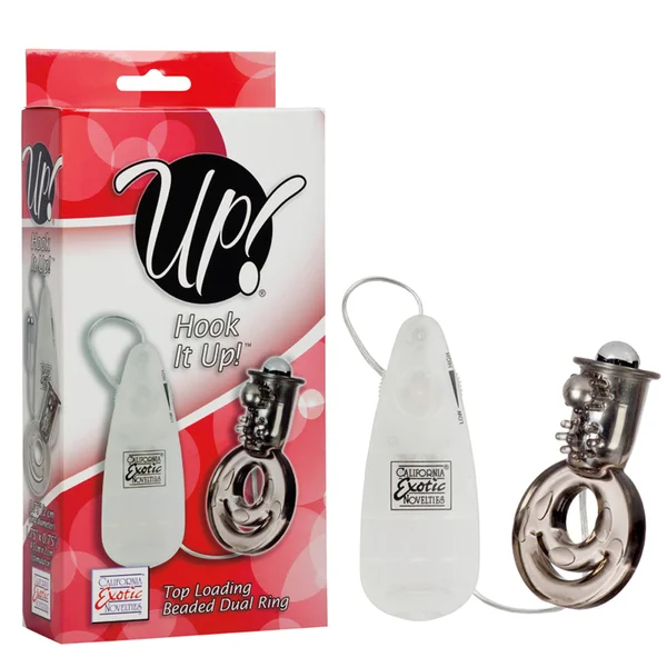 California Exotic Up! Hook It Up!  Top Loading Beaded Dual Ring - Smoke — image 4 of 4