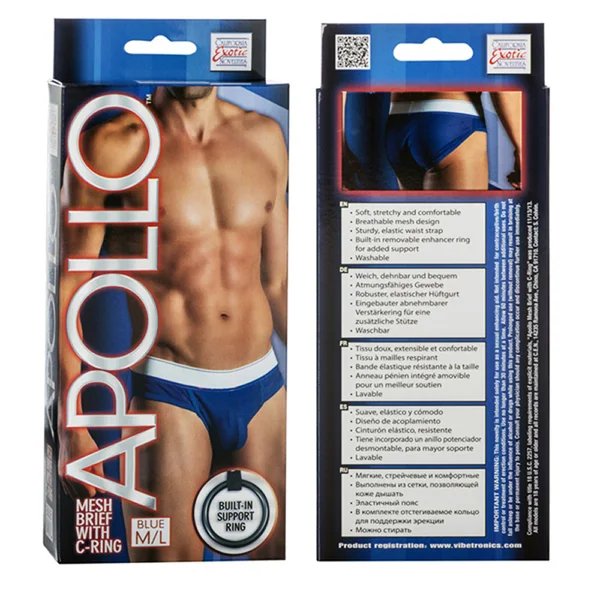 California Exotic Apollo Mesh Brief with C-Ring - M/L - Blue — image 2 of 2