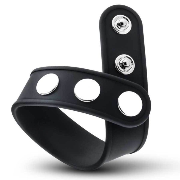 Performance 3 Snap Adjustable Black Silicone Cock Ring for Men