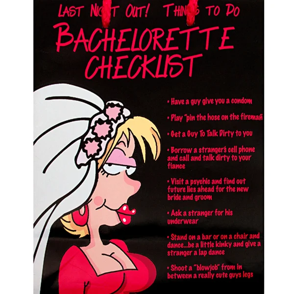 Comstock Last Night Out Bachelorette Checklist Gift Bag — image 2 of 2