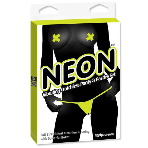 Pipe Dreams Neon Vibr Crotchless Panties & Pastie Yellow — image 2 of 2