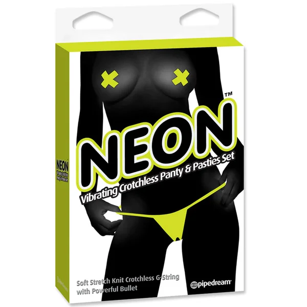 Pipe Dreams Neon Vibr Crotchless Panties & Pastie Grn — image 2 of 2