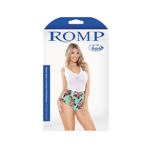 Romp Stretch Mesh & Trop Romper Turquoise S/M — image 6 of 6