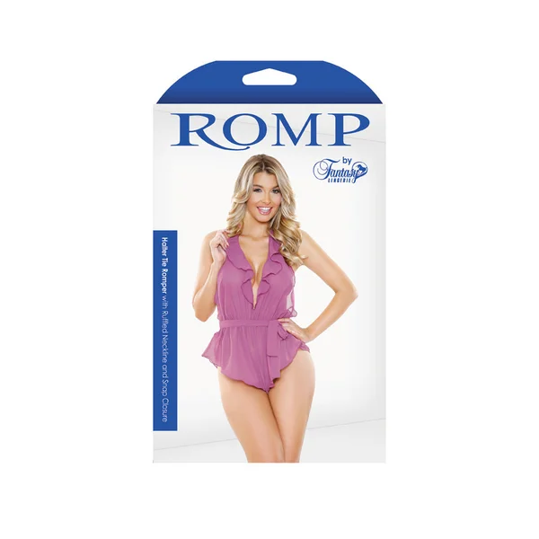 Romp Halter Tie Romper with Ruffled Orchid S/M — image 6 of 6