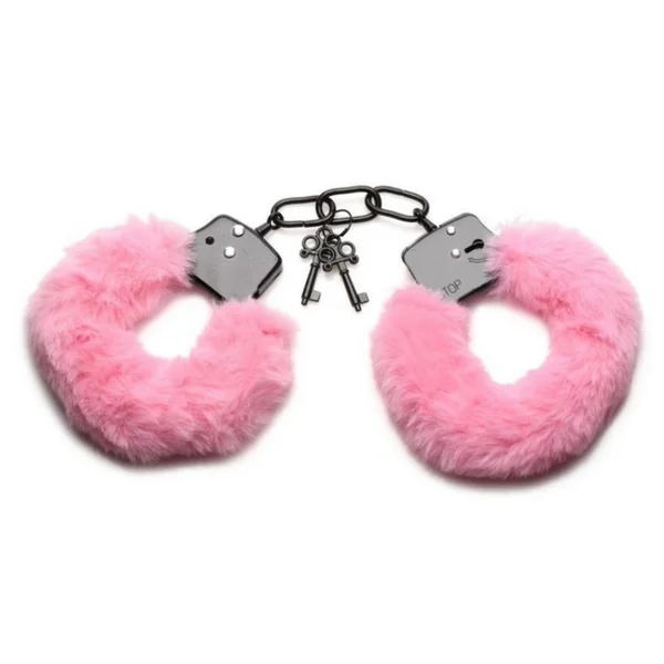 Master Series Cuffed In Fur Furry Handcuffs in Pink — image 12 of 13