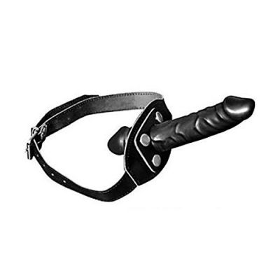 Leather dildo mouth gag