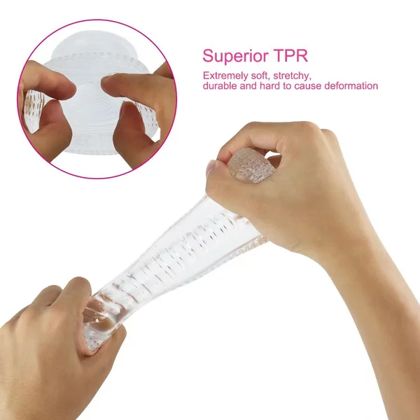 Super Stretchy Clear Ribbed Male Masturbator — image 6 of 6