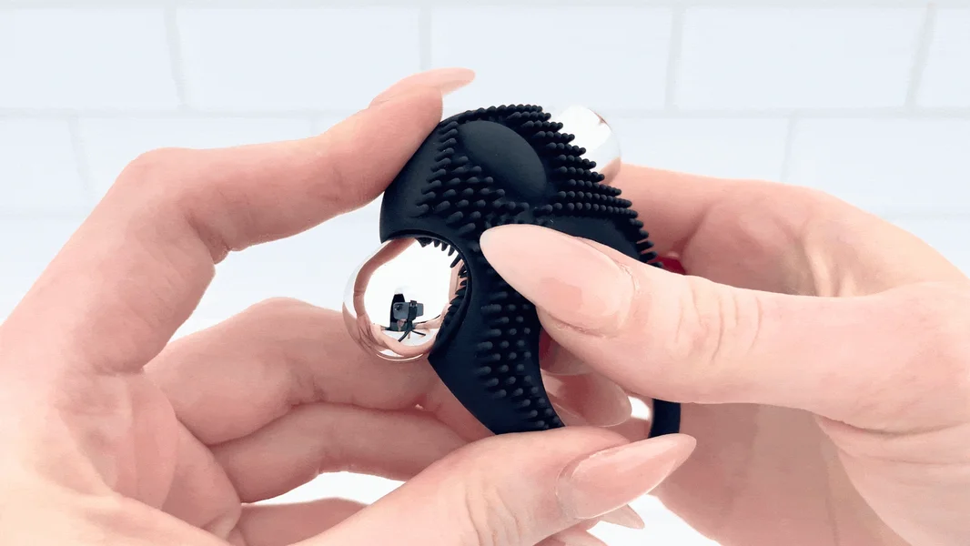 Silicone Vibrating Cock Ring with Raised Ticklers — image 4 of 10