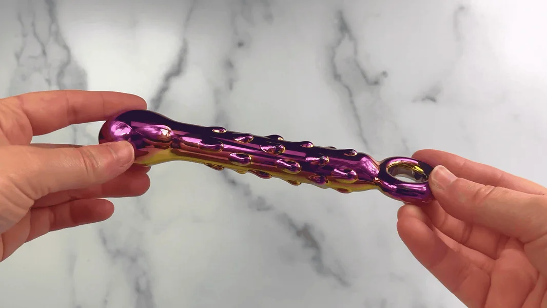 Rainbow Galaxy Glass Prostate Pull Plug & Nubby G-Spot Wand — image 4 of 10