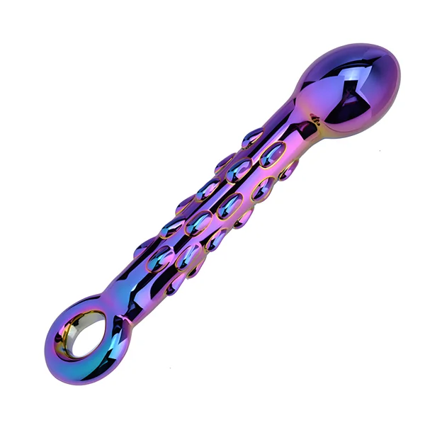 Rainbow Galaxy Glass Prostate Pull Plug & Nubby G-Spot Wand — image 10 of 10