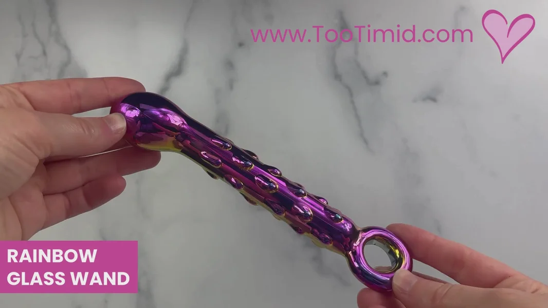 Rainbow Galaxy Glass Prostate Pull Plug & Nubby G-Spot Wand — image 9 of 10