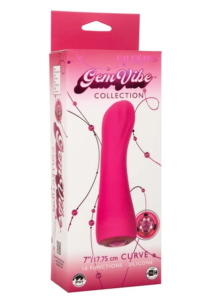 Gem Vibe Collection 7" Curve Rechargeable Waterproof Silicone G-Spot Vibrator By CalExotics - Pink — image 25 of 25
