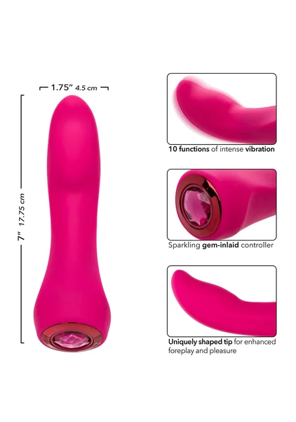 Gem Vibe Collection 7" Glider Rechargeable Waterproof Silicone G-Spot Vibrator By CalExotics - Pink — image 23 of 25