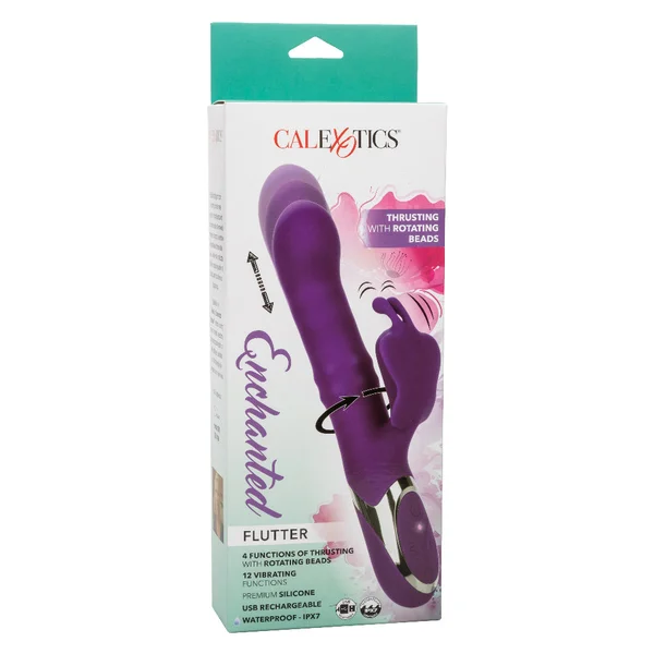 Enchanted Flutter Rechargeable Dual Stimulation Silicone Vibrator With Thrusting Tip & Rotating Beads By CalExotics — image 19 of 23