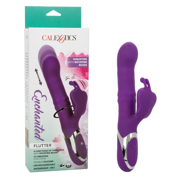 Enchanted Flutter Rechargeable Dual Stimulation Silicone Vibrator With Thrusting Tip & Rotating Beads By CalExotics — image 23 of 23