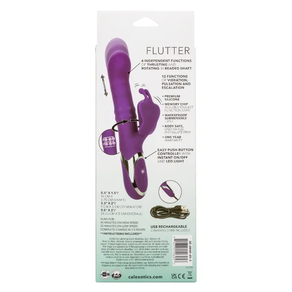 Enchanted Flutter Rechargeable Dual Stimulation Silicone Vibrator With Thrusting Tip & Rotating Beads By CalExotics — image 18 of 23