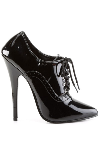 Devious Domina 6" Black Oxford Lace-Up Pump