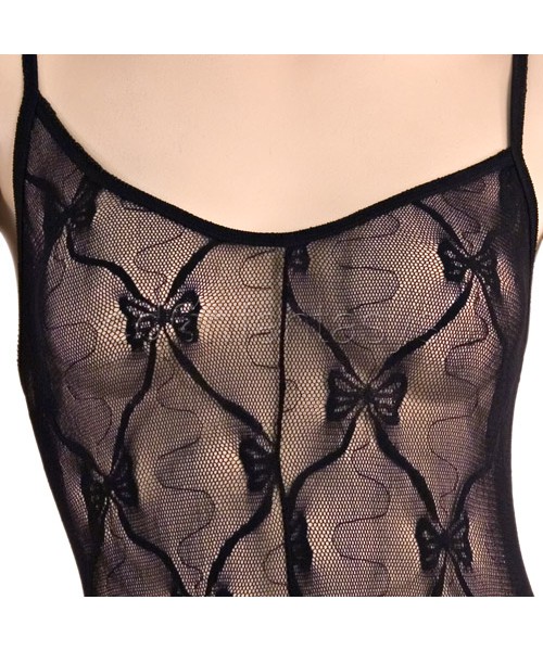 Bow lace bodystocking with strappy back