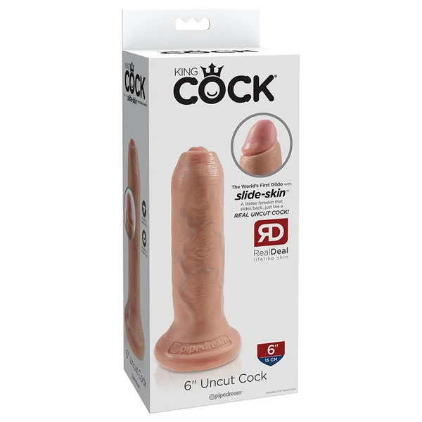King Cock 6 Inch Uncut Foreskin Realistic Dildo with Suction Cup — image 5 of 5
