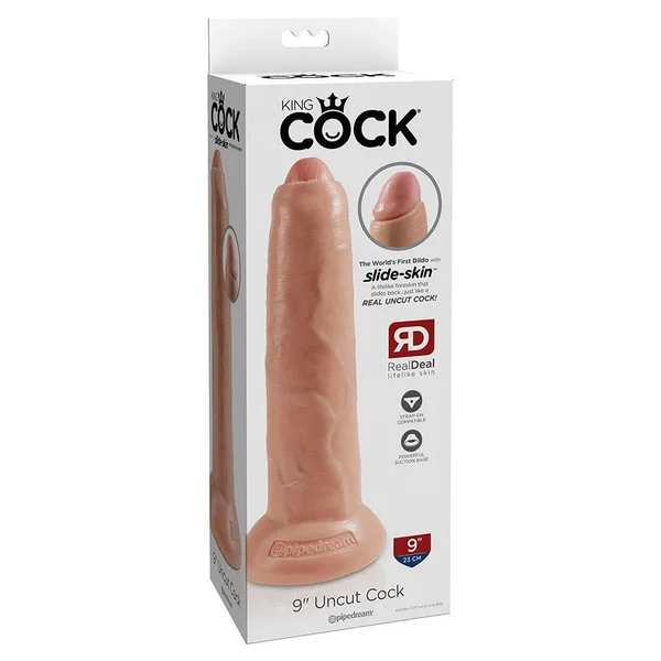 King Cock 9 Inch Uncut Foreskin Realistic Dildo with Suction Cup — image 4 of 5