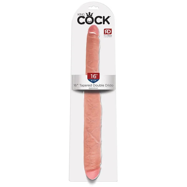 King Cock 16 Inch Tapered Realistic Double Ended Dildo White — image 3 of 3