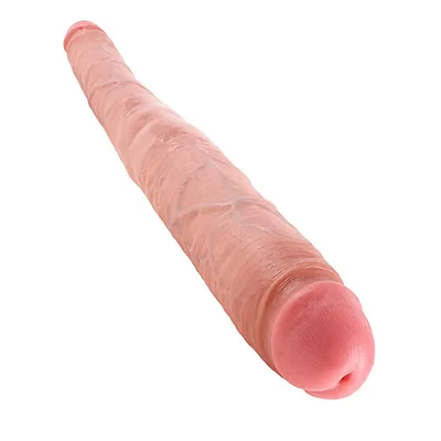 King Cock 16 Inch Tapered Realistic Double Ended Dildo White