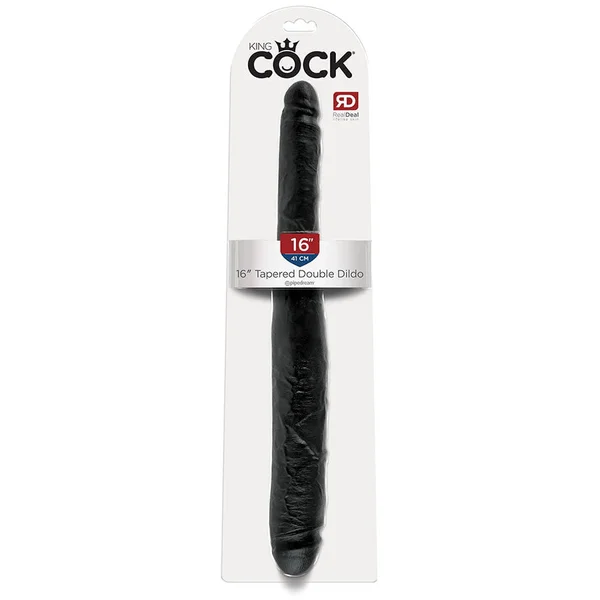 King Cock 16 Inch Tapered Realistic Double Ended Dildo Black — image 3 of 3