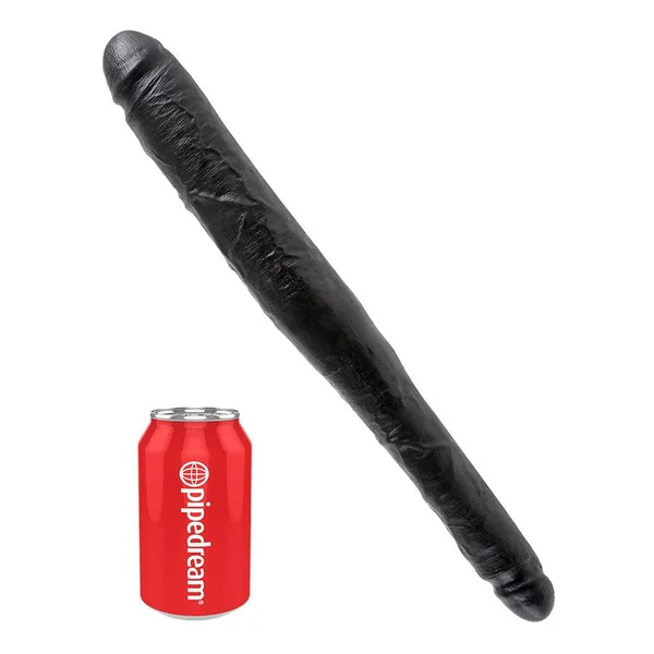 King Cock 16 Inch Tapered Realistic Double Ended Dildo Black — image 2 of 3