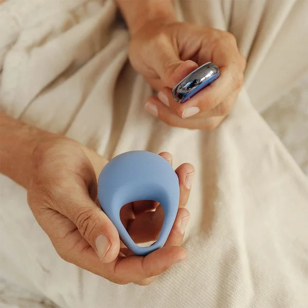 JimmyJane Kore Rechargeable Blue Silicone Cock Ring with Remote — image 2 of 7