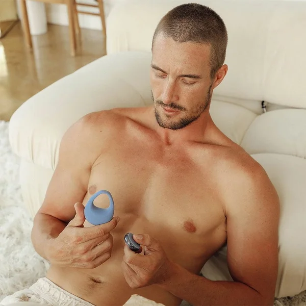 JimmyJane Kore Rechargeable Blue Silicone Cock Ring with Remote — image 3 of 7