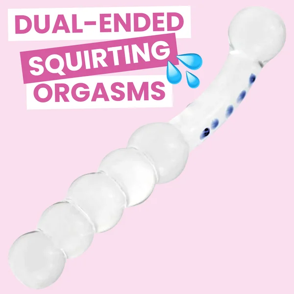 Dual-Ended Beaded G-Spot/P-Spot Glass Dildo — image 3 of 5