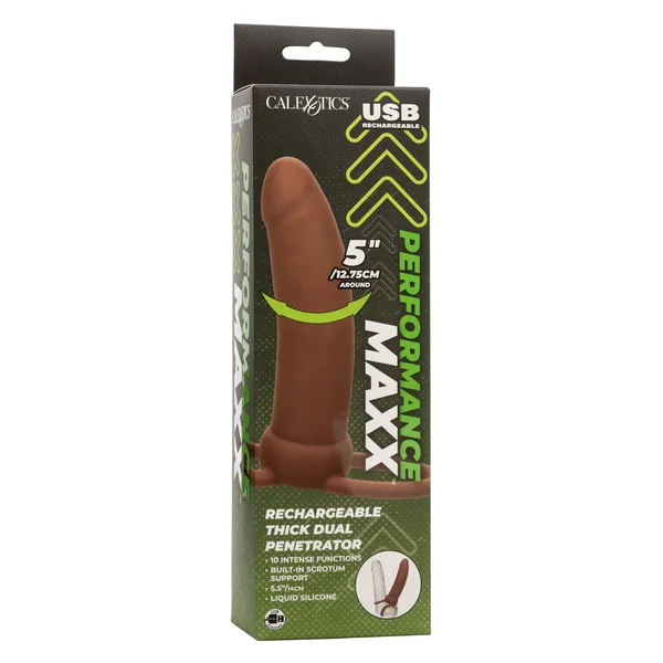 Performance Maxx Rechargeable Thick Dual  Penetrator - Brown — image 12 of 16