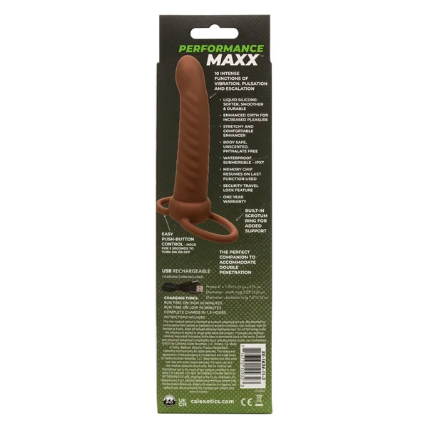 Performance Maxx Rechargeable Ribbed Dual  Penetrator - Brown — image 11 of 24
