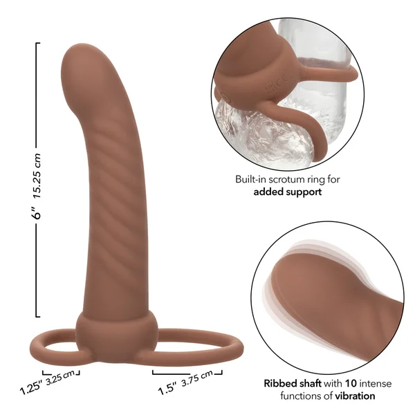 Performance Maxx Rechargeable Ribbed Dual  Penetrator - Brown — image 16 of 24