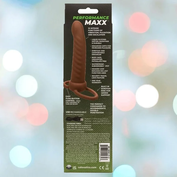 Performance Maxx Rechargeable Ribbed Dual  Penetrator - Brown — image 24 of 24