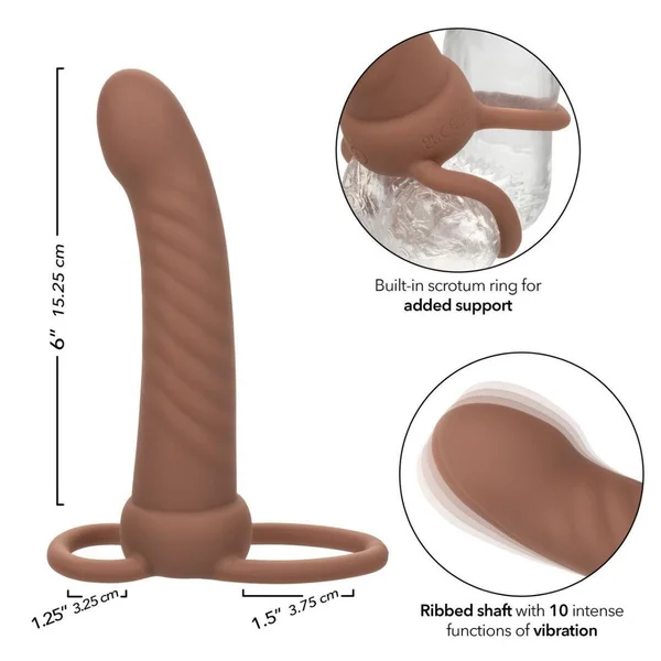 Performance Maxx Rechargeable Ribbed Dual  Penetrator - Brown — image 23 of 24