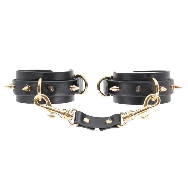 Love in Leather Spiked Wrist Cuffs - Gold — image 2 of 2