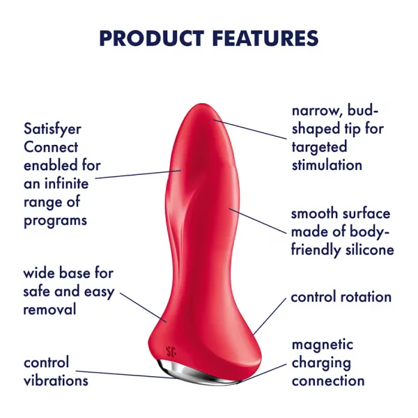 Satisfyer Rotator Plug 1 App Controlled Vibrating Butt Plug - Red — image 7 of 11