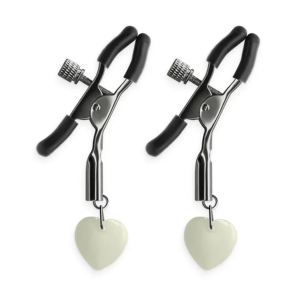 Bound Nipple Clamps 3 Gunmetal with Tassels & Silver Beads — image 3 of 4