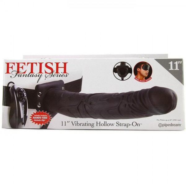 11" Vibrating Hollow Strap-On