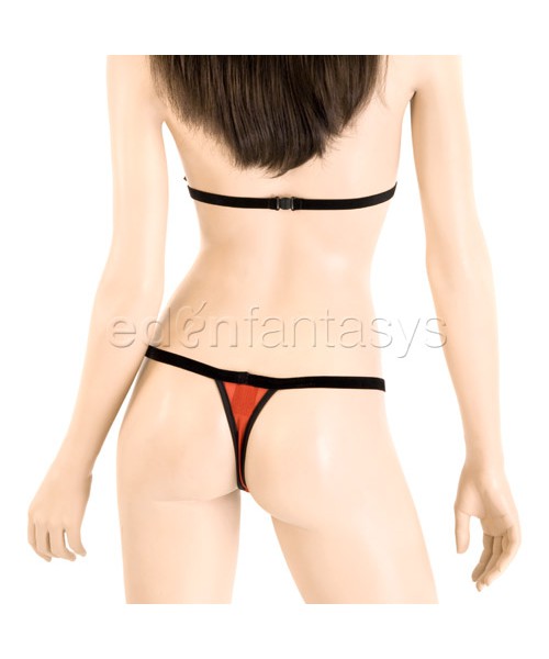 Peek-a-boo bikini top and thong