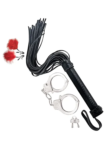 Bondage Whip, Feather Clamps & Cuffs Set in Red — image 9 of 10