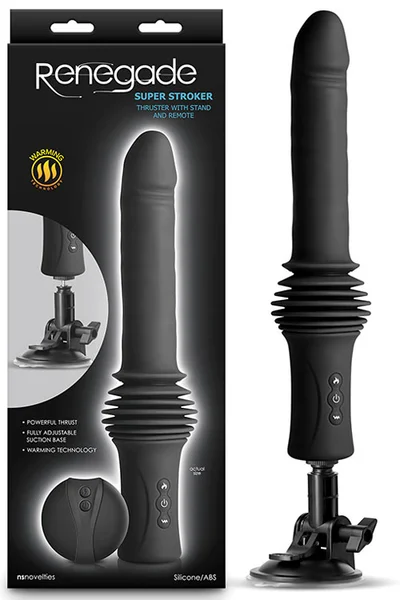 nsnovelties Super Stroker Remote Controlled 14.5" Heated Thrusting Vibrator with Suction Cup Base — image 7 of 12