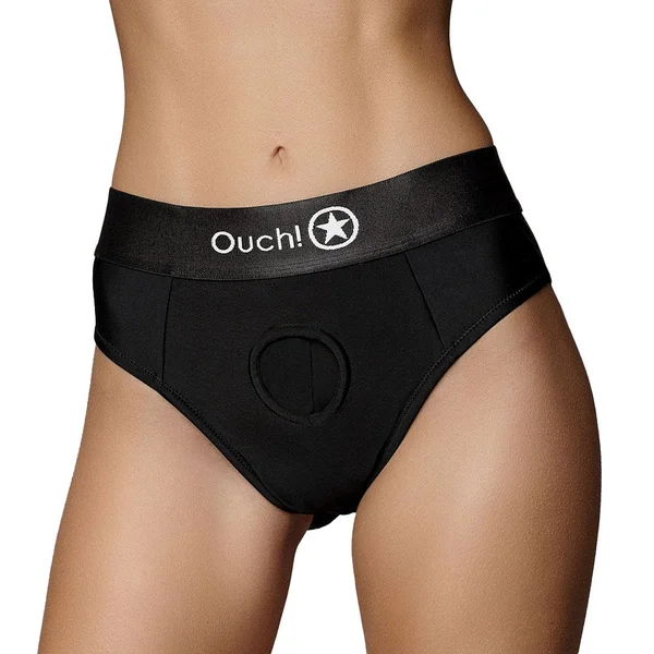 Ouch! Vibrating Strap-On Thong with Removable Rear Straps & Rechargeable Bullet