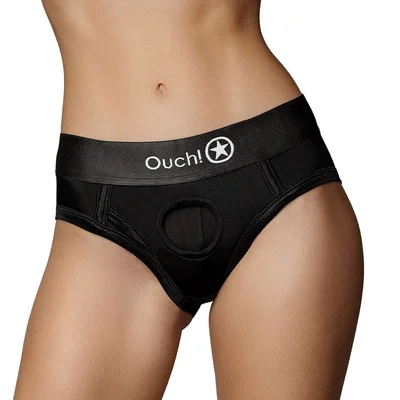 Ouch Vibrating Strap On High Cut Brief with Rechargeable Bullet