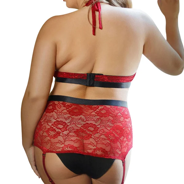 Fantasy Lingerie Curve Shay Halter Top & Crotchless High Waist Panty Set — image 2 of 3
