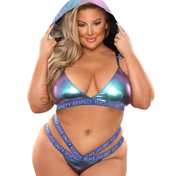 Fantasy Lingerie Vibes Plur Holographic Bralette with Removeable Hood & Panty — image 5 of 7