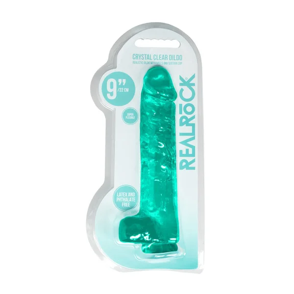 Realrock Realistic Dildo With Balls 9" / 22 Cm Turquoise Green — image 8 of 8